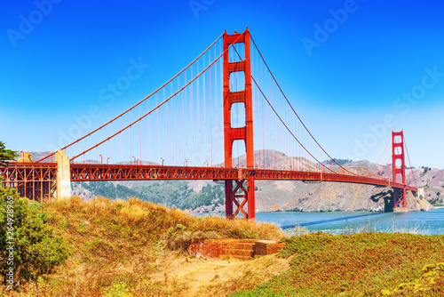 Panorama of the Gold Gate Bridge and the other side of the bay. San Francisco.