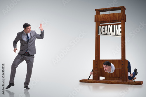 Businessman in deadline concept with guillotine photo