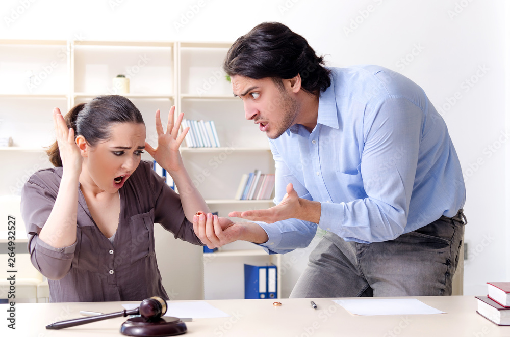 Young family in marriage divorce concept 