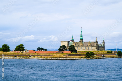 Hamlet's castle Kronborg slot view from Oresund Sea Strait, Helsingor, Denmark