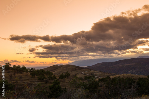 sunset in mountains