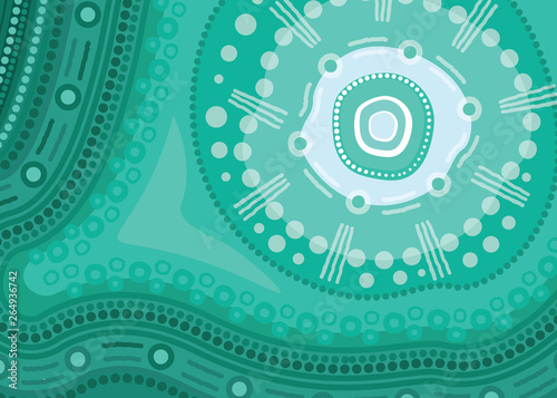 Illustration based on aboriginal style of dot background.