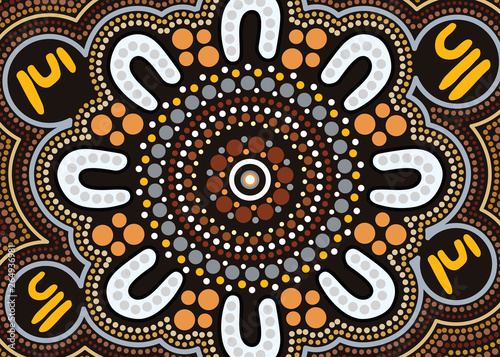 Illustration based on aboriginal style of dot background.