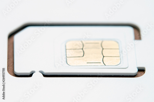 white SIM card close-up photo