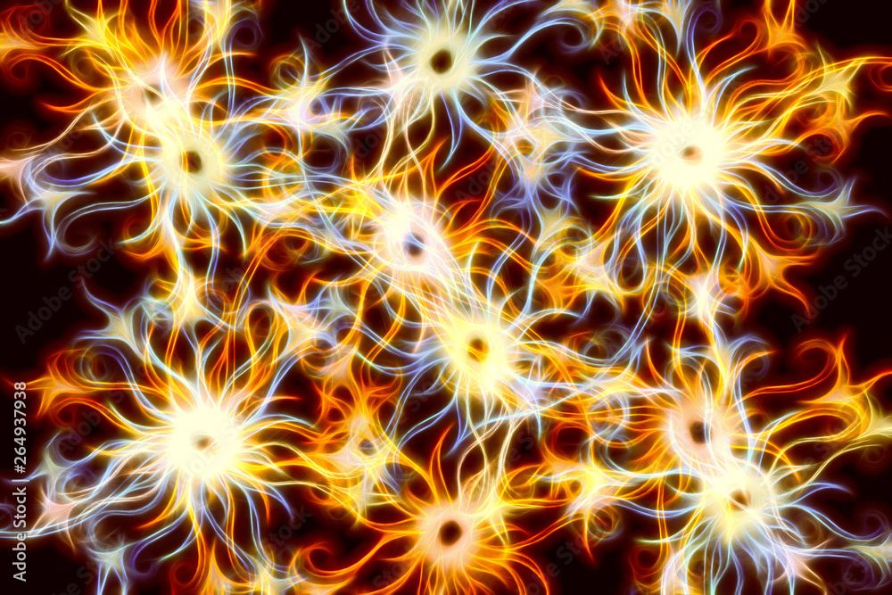 Ornamental structure and fractal effect on black background. Ornamental structure and fractal effect on black background.