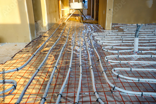 Bild auf Leinwand Close up on water floor heating system interior