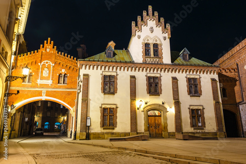  Czartoryski Museum in old town of Krakow at night, Poland photo