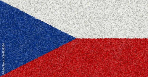 Illustration of a Czech flag with a blossom pattern