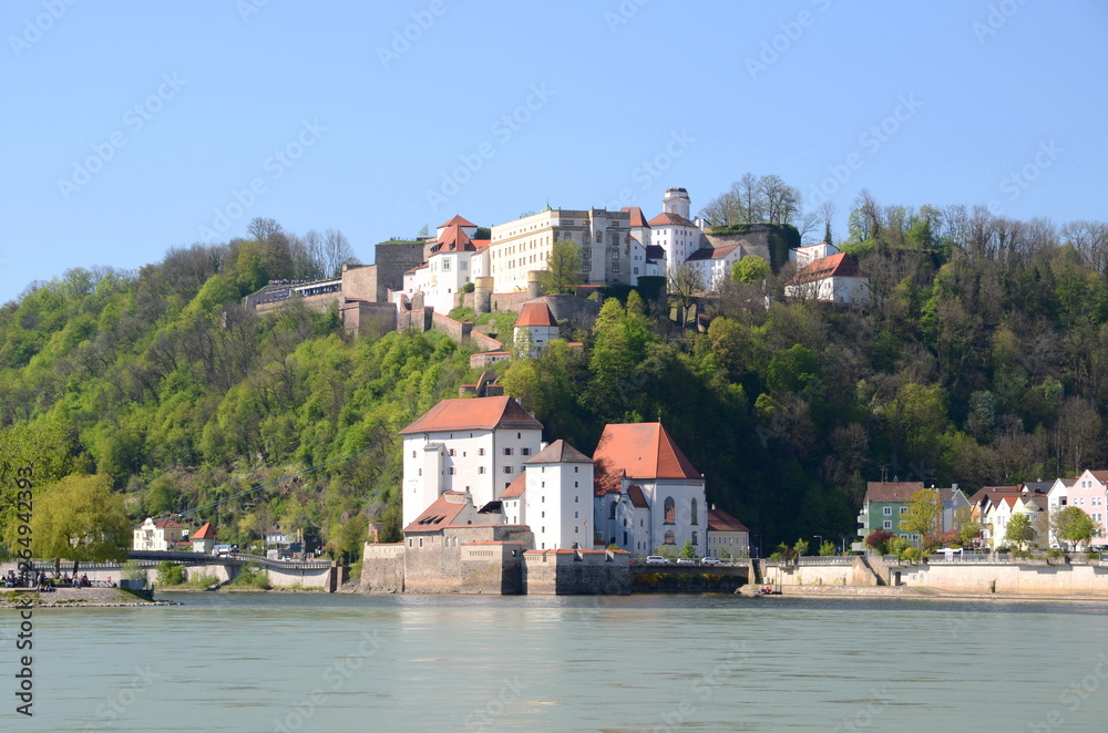 The castles Veste Oberhaus and Veste Niederhaus in Passau, Germany