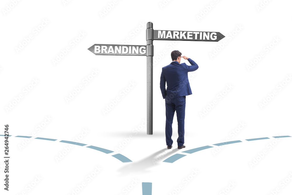 Branding and marketing concept with businessman Branding and marketing concept with businessman