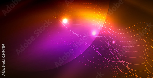 Color neon lights with waves abstract background