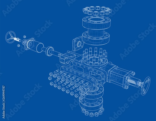 Blowout preventer. Vector rendering of 3d