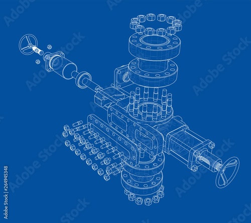 Blowout preventer. Vector rendering of 3d