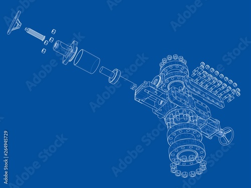 Blowout preventer. Vector rendering of 3d