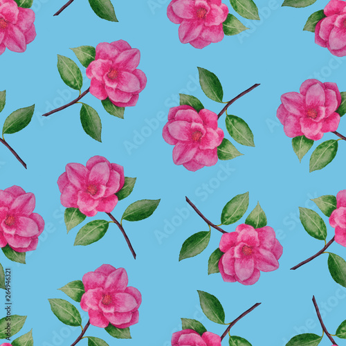 Pattern pink camellias