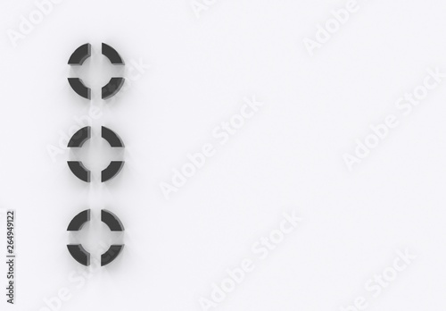 Fototapeta Naklejka Na Ścianę i Meble -  bullet items infographics template three options, items or positions, list, placed on the white background 3d illustration