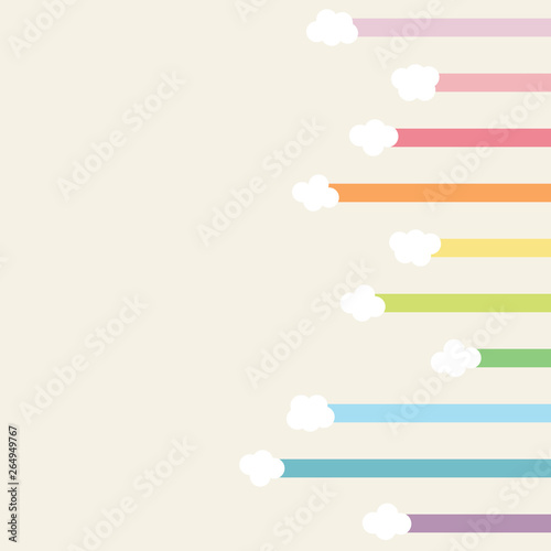 little clouds with colorful stripes. rainbow color concept. vertical seamless pattern. copy space design. vector illustration.
