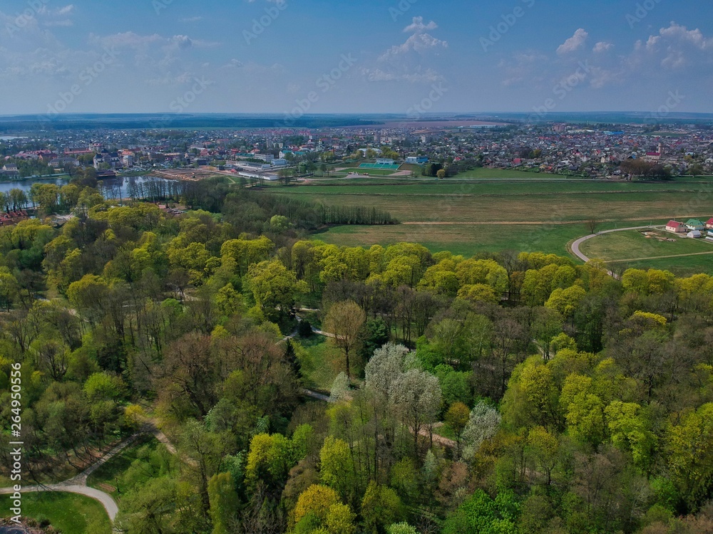 Aerial view of the park in Nesvizh, Minsk Region, Belarus