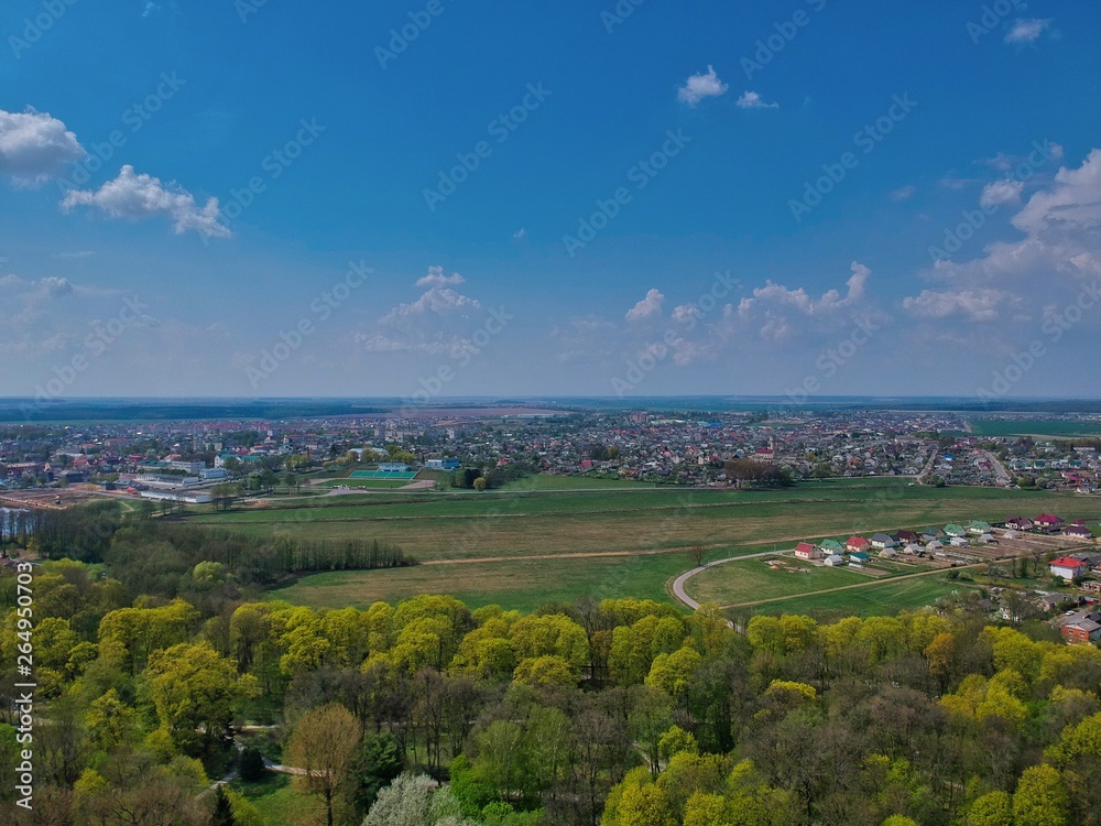 Aerial view of a landscape in Belarus 