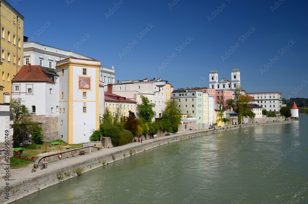Bank of the river Inn in Passau, Germany