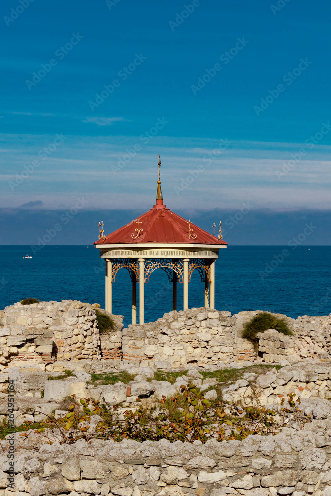 Sebastopol, Crimea, Russia - November 04,2018: Chapel on site of the baptism of St. Prince Vladimir in Tauric Chersonesos