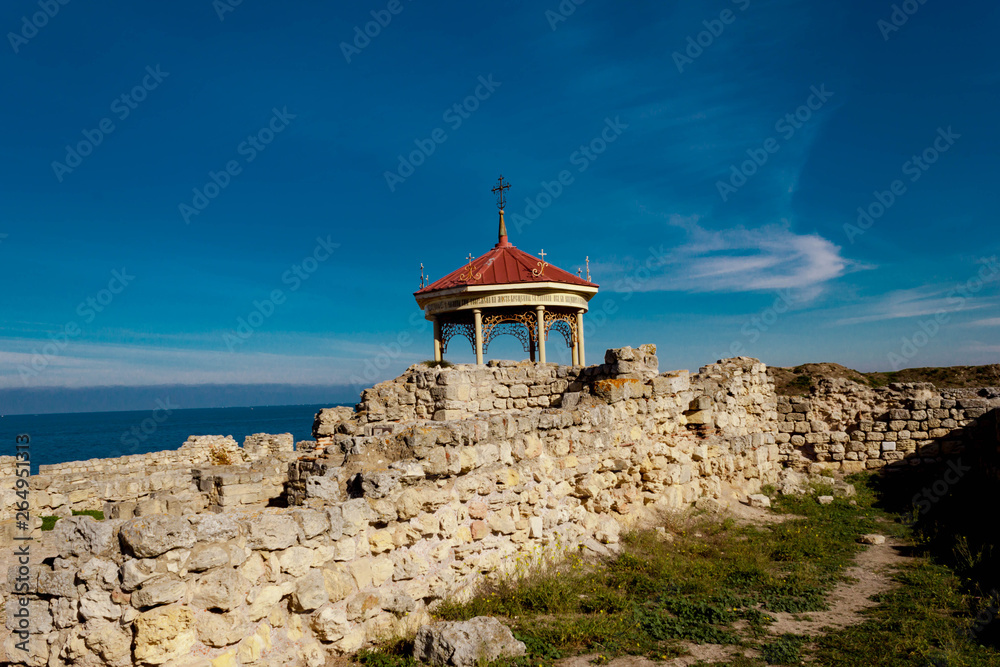 Sebastopol, Crimea, Russia - November 04,2018: Chapel on site of the baptism of St. Prince Vladimir in Tauric Chersonesos