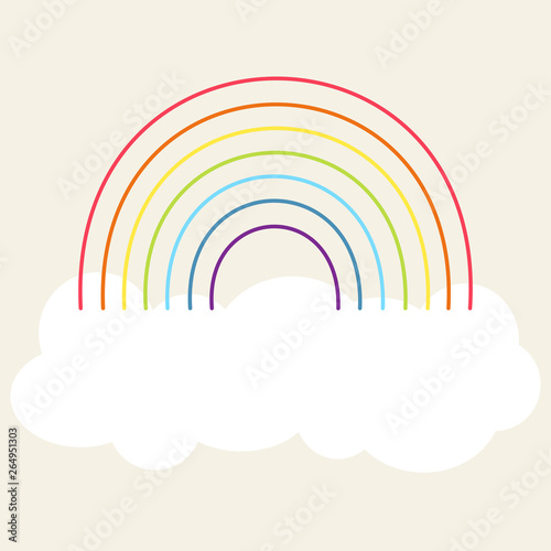 rainbow color lines and a big white cloud. colorful concept. copy space design. vector illustration.
