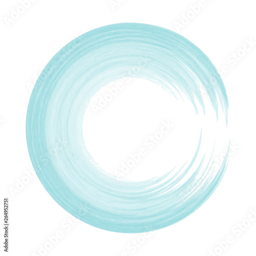 vector hand painted abstract watercolor painting - cute turquoise blue green colored ring isolated on white background