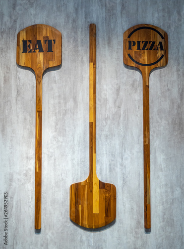 Two pizza paddle with text 