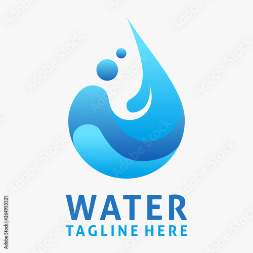 Water drop logo design with splash effect 