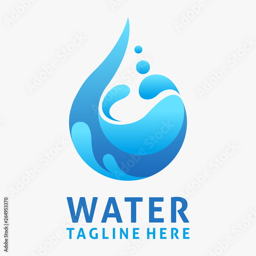 Water drop logo design with splash effect 