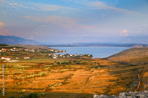 Croatia, insland of Pag, view of Vlasici countryside from a promontory photo