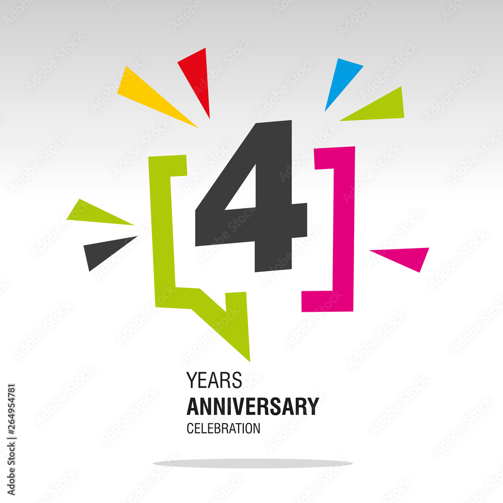 4 Years Anniversary colorful white modern logo icon banner holiday illustration 4 Years Anniversary colorful white modern logo icon banner holiday illustration