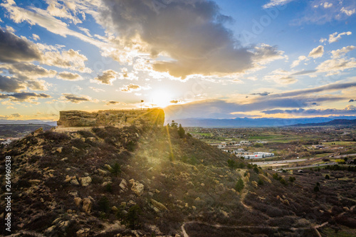 Evening sunset over Castle Rock park