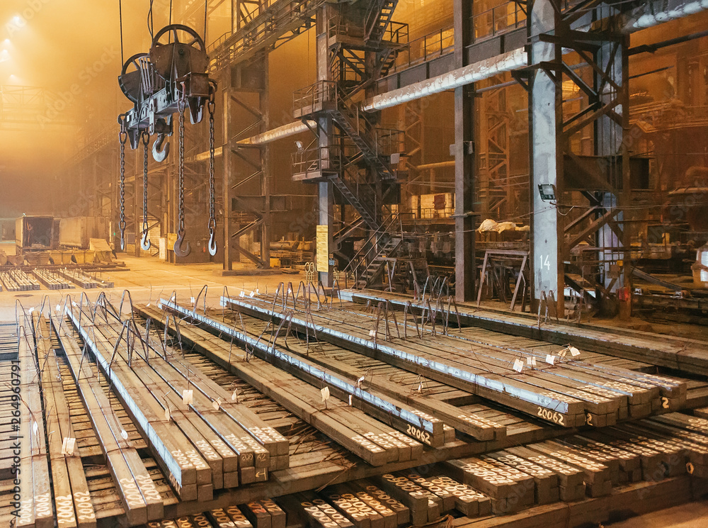 Naklejka premium Warehouse metal blank. Electroplating plant for the metal.