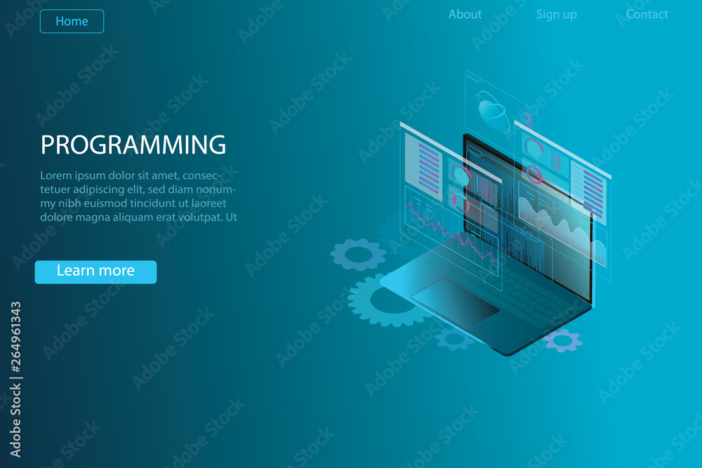 Programming web banner. Best programming languages. Technology process ...