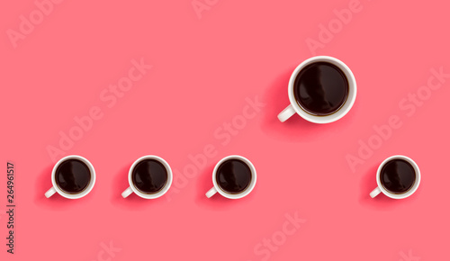 One out unique coffee cup concept overhead view flat lay