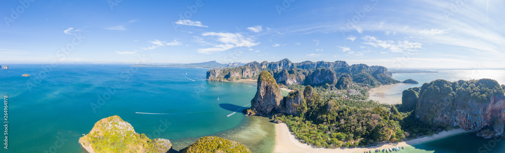 Aerial drone view of beautiful tropical beach in Krabi province, Thailand Aerial drone view of beautiful tropical beach in Krabi province, Thailand