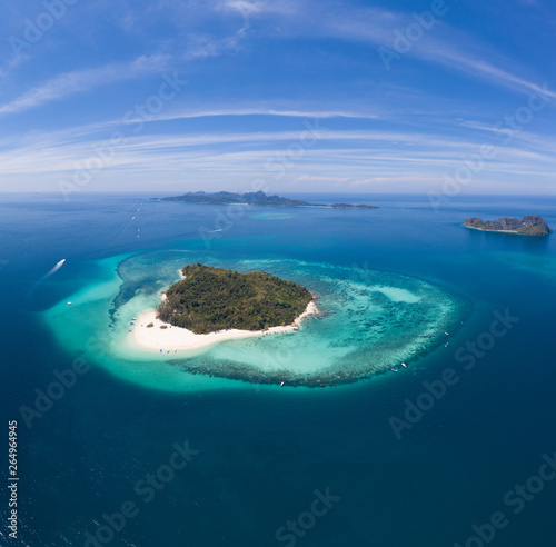 Aerial drone view of beautiful tropical Bamboo Island in Thailand © stryjek