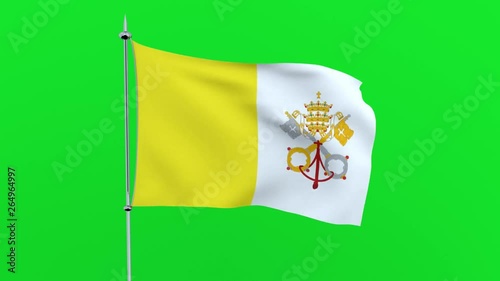 Flag of the country   Vatican City on green background. 3D rendering