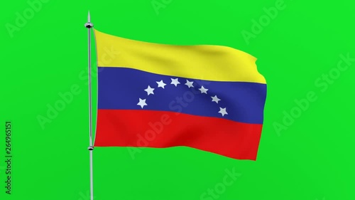 Flag of the country   Venezuela on green background. 3D rendering