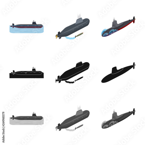 Isolated object of war  and ship symbol. Set of war  and fleet vector icon for stock.