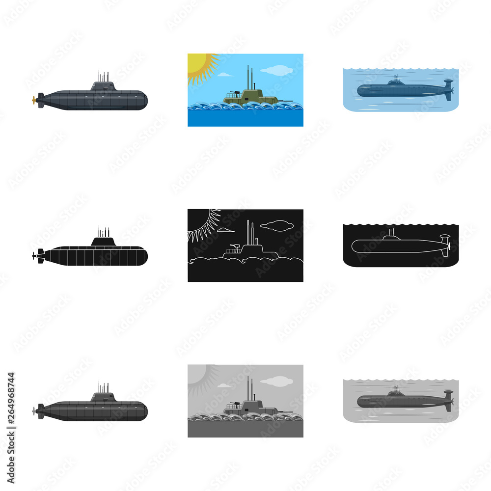 Vector design of war  and ship icon. Collection of war  and fleet vector icon for stock.