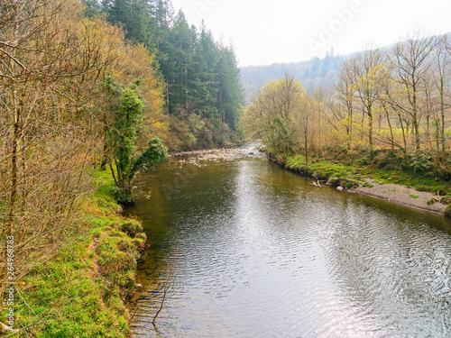 Down the River Mawddach, in Gwynedd, Wales on a hazy spring day.