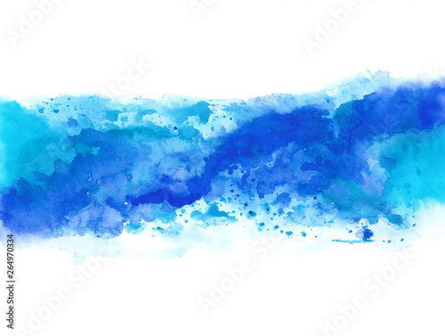 abstract blue watercolor splash on white background paper, illustration