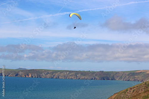 Paraglider above Newgale Bay, Wales