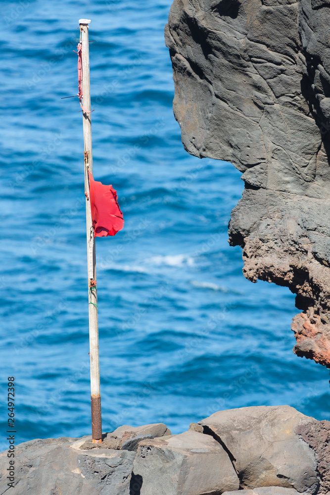 Playa De Nogales Red Flag In La Palma, Spain