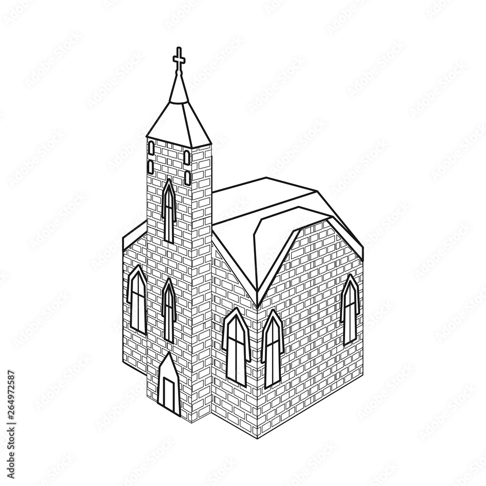 Isolated object of church and catholic symbol. Collection of church and medieval stock symbol for web.