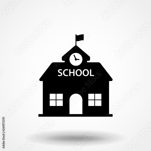 High school building icon vector, filled flat sign, solid pictogram isolated on white. Symbol, logo illustration.