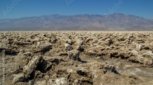 Fascinating landscape, mountains, blue sky - the mystical Devil's golf course, Death Valley National Park